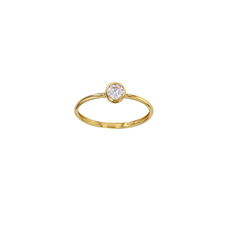 Bague solitaire serti clos oxyde de zirconium Or 750/1000 diam. 4mm