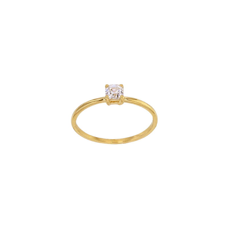 Bague solitaire serti 4 griffes oxyde de zirconium Or 750/1000