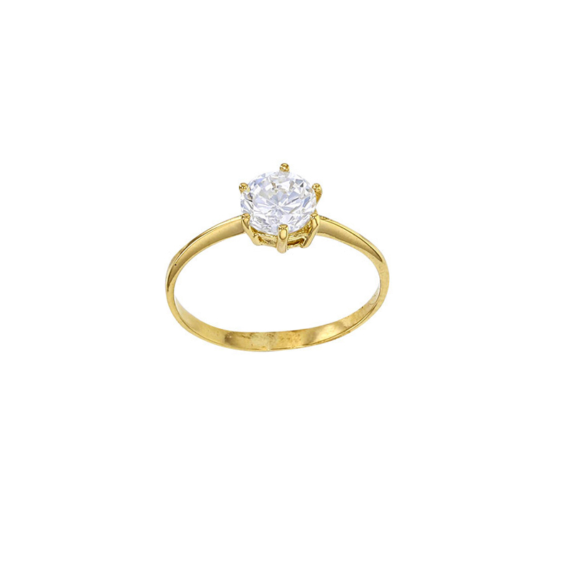 Bague solitaire serti 6 griffes oxyde de zirconium Or 750/1000 diam. 6mm