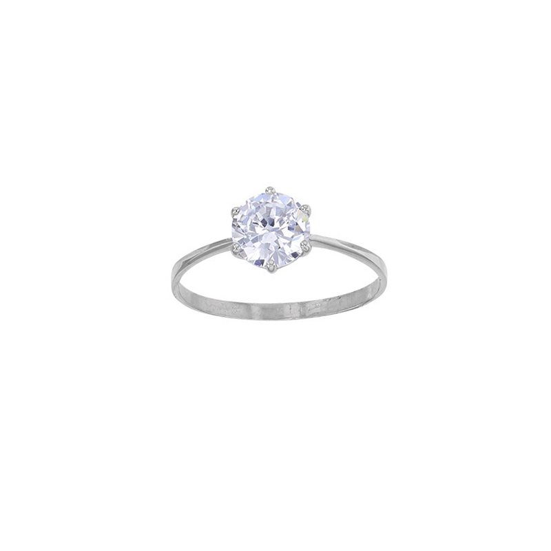 Bague solitaire serti 6 griffes oxyde de zirconium Or 750/1000 diam. 7mm
