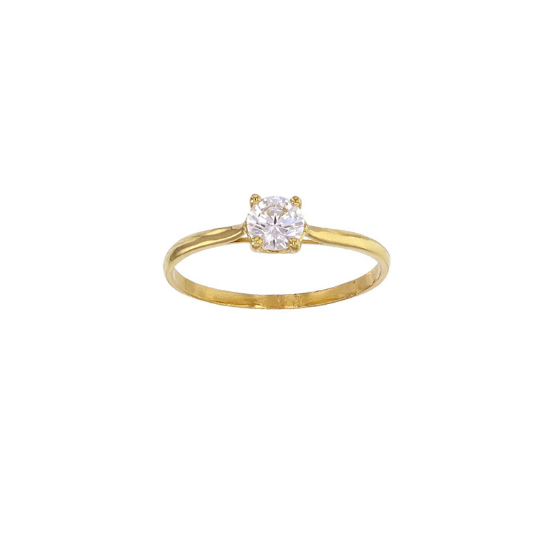 Bague solitaire serti 4 griffes oxyde de zirconium Or 750/1000 diam. 5mm