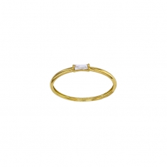 Bague solitaire taille baguette, oxyde de zirconium Or 750/1000