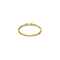 Bague solitaire taille baguette, oxyde de zirconium Or 750/1000