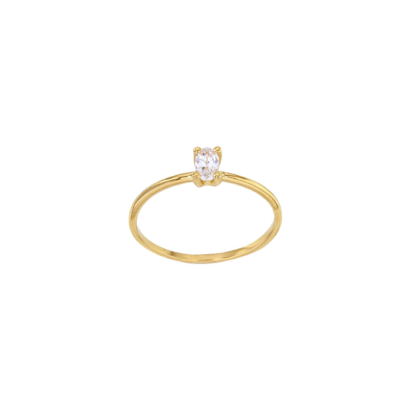 Bague solitaire taille poire, oxyde de zirconium Or 750/1000