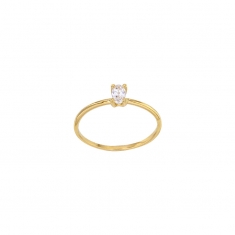 Bague solitaire taille poire, oxyde de zirconium Or 750/1000