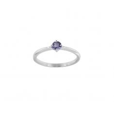 Bague solitaire Tanzanite ronde 4mm serti 4 griffes, Or 750/1000