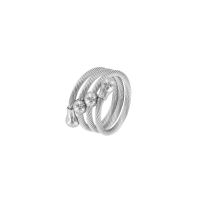 Bague spirale acier avec boules brillantes