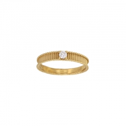 Bague striée 1 diamant GVS 0,10ct, Or 750/1000