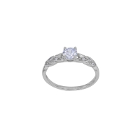 Bague striée sertis d'oxydes, argent 925/1000 rhodié