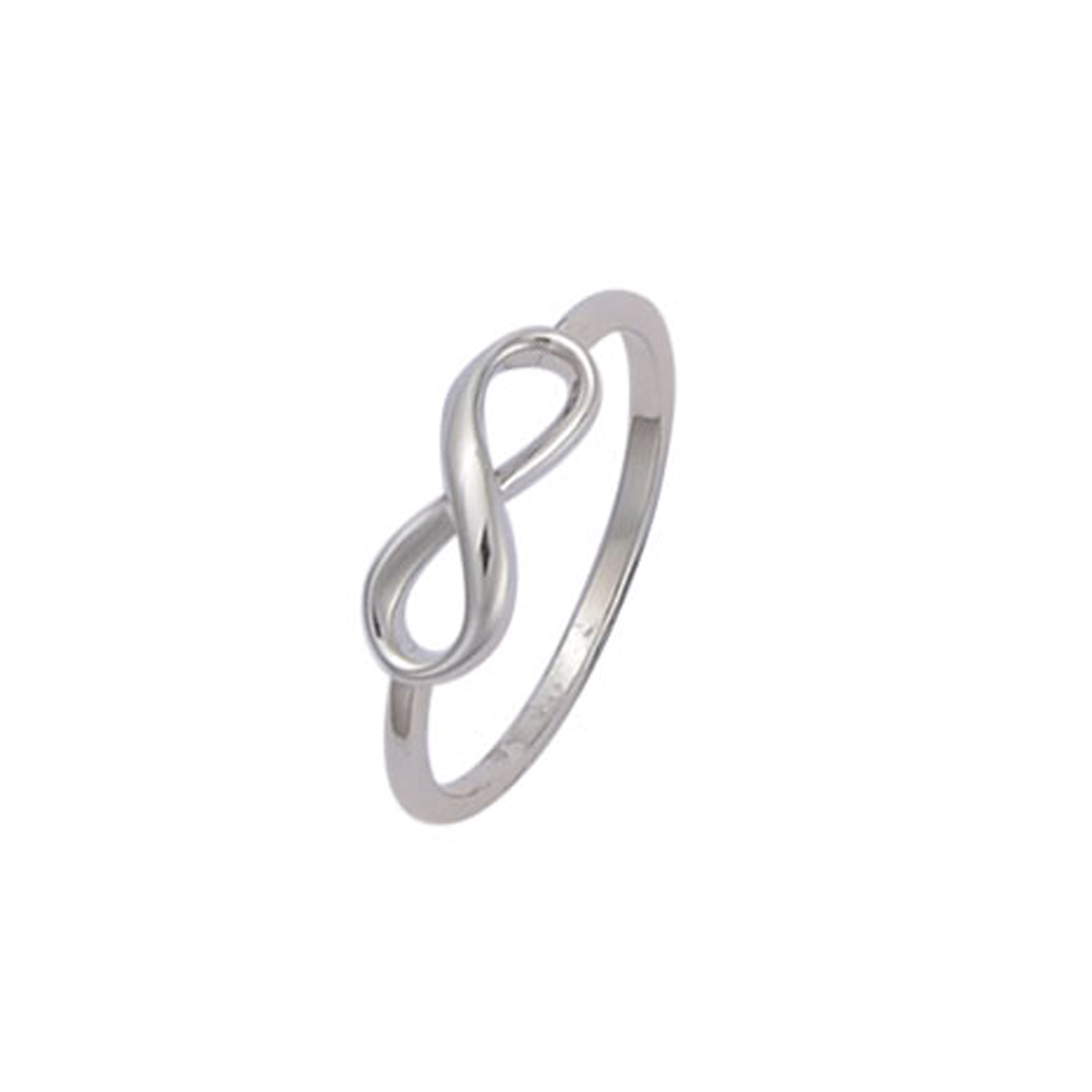 Bague symbole infini en argent rhodié 925/1000