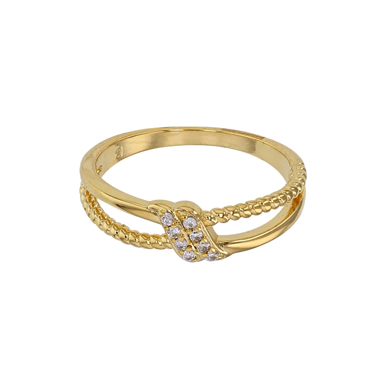 Bague torsadée avec oxydes, plaquée or