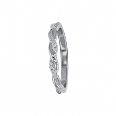 Bague torsadée en argent rhodié 925/1000 et oxyde de zirconium