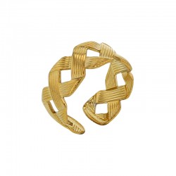 Bague tressée ajourée en acier doré
