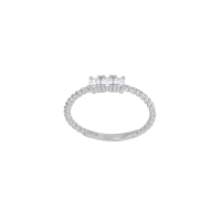 Bague trilogie oxydes, corps torsadé argent 925/1000 rhodié