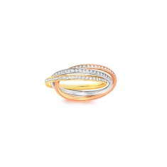 Bague trois Ors 375/1000 avec oxyde de zirconium