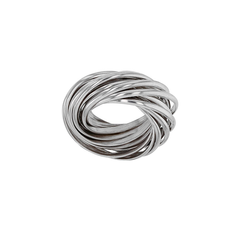 Bague URBAN avec 15 anneaux entremêlés en argent 925/1000 rhodié