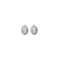 BO puces empierrées de diamants synthétiques 0,50ct GVS taille poire, Or blanc 750/1000