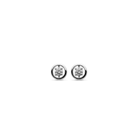 BO puces forme cercle ornées de diamants synthétiques 0,20ct GVS, Or blanc 750/1000