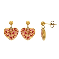 Boucle d'oreilles coeur en émail rose, acier doré
