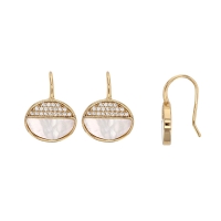 Boucle d'oreilles en Argent doré 925/1000 avec oxydes de zirconium et nacre