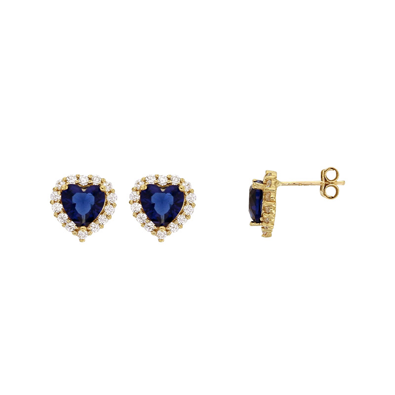 Boucle d'oreilles en or 375/1000 avec oxyde de zirconium bleu