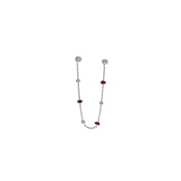 Boucle mini chaîne boules en émail bleu, argent 925/1000 platiné (à l'unité)