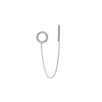 Boucle mini chaîne cercle et tige, argent 925/1000 platiné (à l'unité)