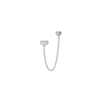 Boucle mini chaîne coeur, argent 925/1000 platiné (à l'unité)