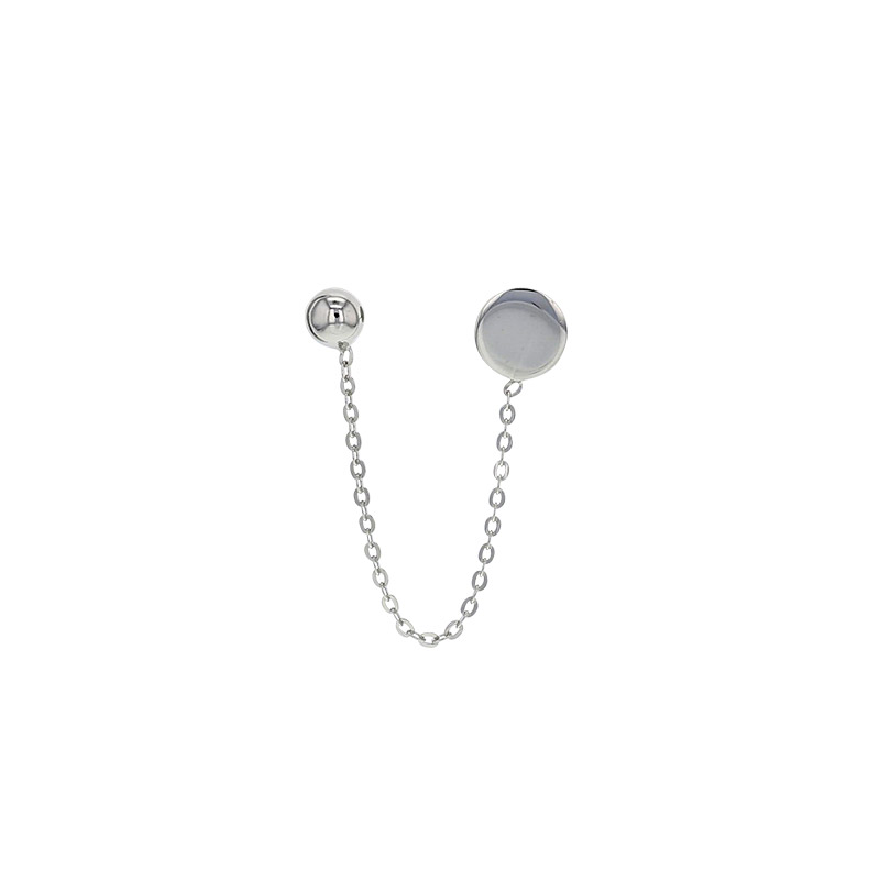 Boucle mini chaîne rond et boule, argent 925/1000 platiné (à l'unité)