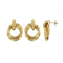 Boucles d'oreilles 2 cercles entrelacés en acier doré