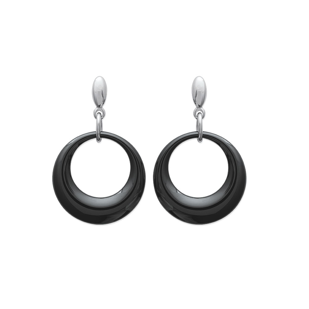 Boucles d'oreilles acier et céramique noir