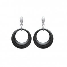 Boucles d'oreilles acier et céramique noir