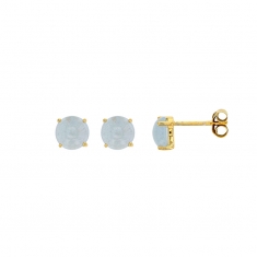 Boucles d'oreilles Aigue-marine diam. 7mm, Or 750/1000