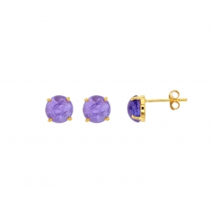 Boucles d'oreilles Aigue-marine diam. 7mm, Or 750/1000