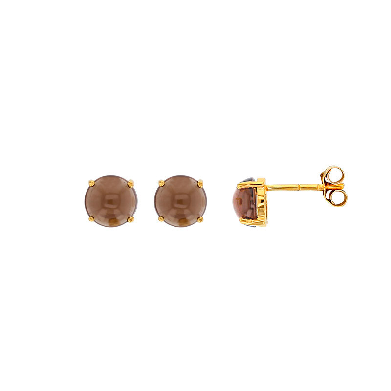 Boucles d'oreilles Aigue-marine diam. 7mm, Or 750/1000
