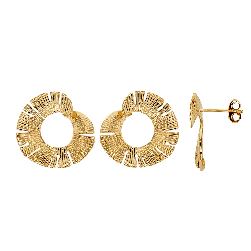 Boucles d'oreilles ajourées et ciselées inspiration végétale en plaqué or