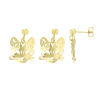Boucles d'oreilles ajourées Guépard en argent 925/1000 doré