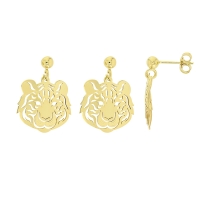 Boucles d'oreilles ajourées Tigre en argent 925/1000 doré