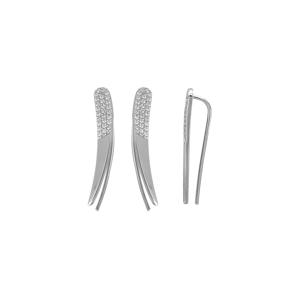 Boucles d'oreilles allpngées en oxydes de zirconium et argent rhodié 925/1000