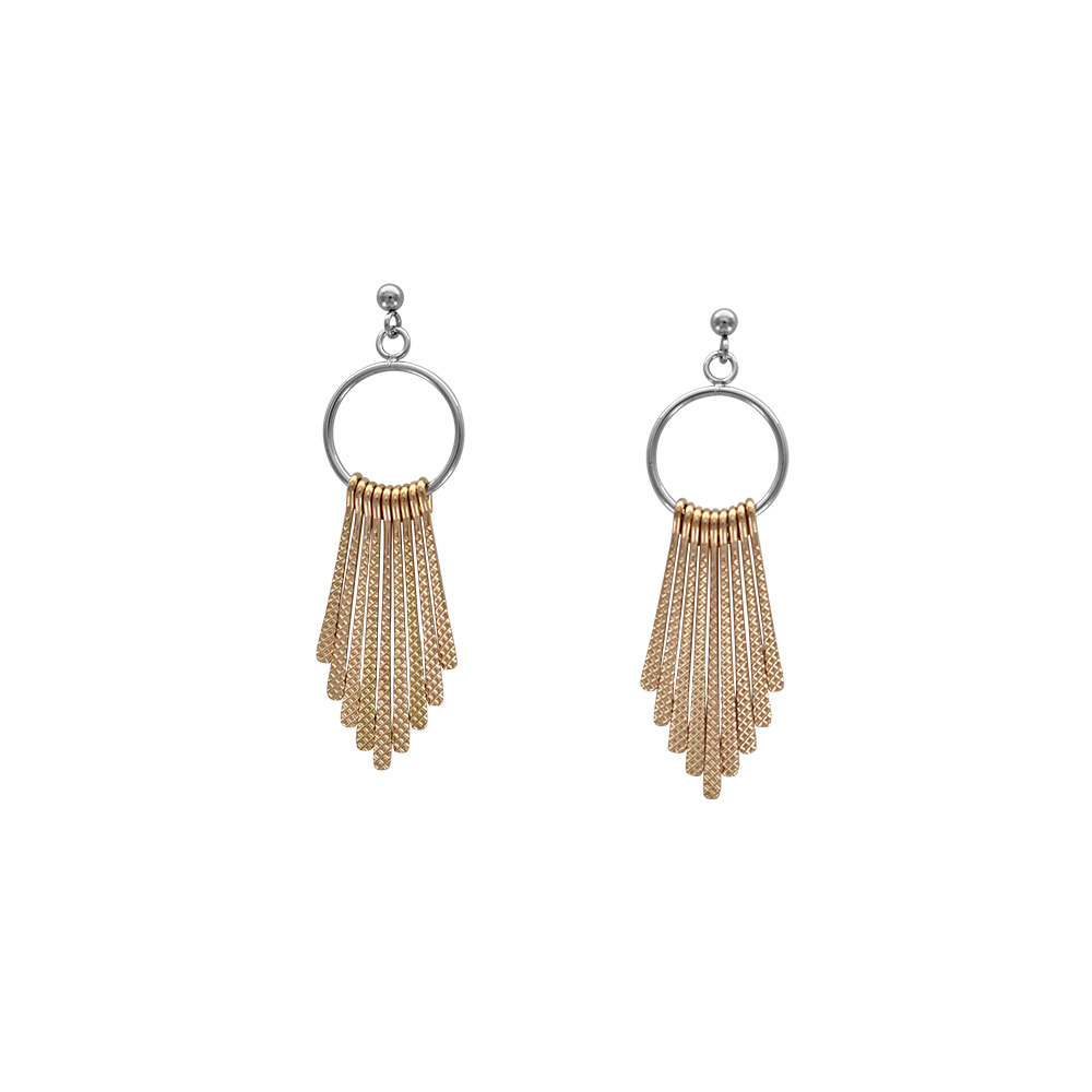 Boucles d'oreilles anneau et pendants en acier et acier doré