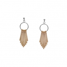 Boucles d'oreilles anneau et pendants en acier et acier doré