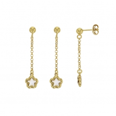 Boucles d'oreilles argent 925/1000 doré MADRE PERLA ornées de nacre en étoile
