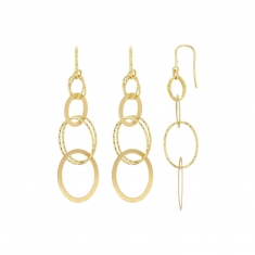 Boucles d'oreilles argent 925/1000 doré pendantes lisses et diamantées