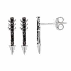 Boucles d'oreilles argent 925/1000 rhodié avec oxyde de zirconium noir - flèche