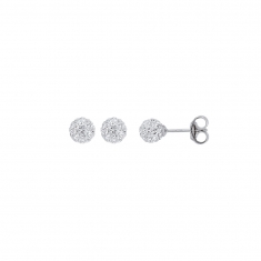 Boucles d'oreilles argent 925/1000 rhodié boule en cristal 6mm