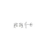 Boucles d'oreilles argent 925/1000 rhodié dauphin avec oxyde de zirconium blanc