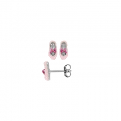 Boucles d'oreilles argent 925/1000 rhodié forme ballerine à paillettes