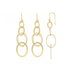 Boucles d'oreilles argent 925/1000 rhodié ovales lisses et diamantés