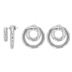 Boucles d'oreilles argent rhodié 925/1000 2 cercles superposés