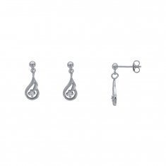 Boucles d'oreilles argent rhodié 925/1000 en forme d'aile orné d'un oxyde de zirconium
